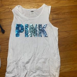 White and blue pink tank top small
